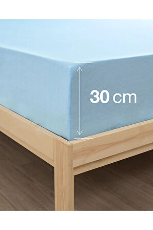 Mavi Renkli Lastikli Çift Kişilik Çarşaf Takımı (pamuklu Nevresim Kumaşı, Yastık Kılıflı) 7 Farklı Ebat