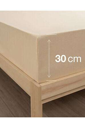 Bej Renkli Lastikli Çift Kişilik Çarşaf Takımı (PAMUKLU NEVRESİM KUMAŞI, YASTIK KILIFLI) 7 Farklı Ebat