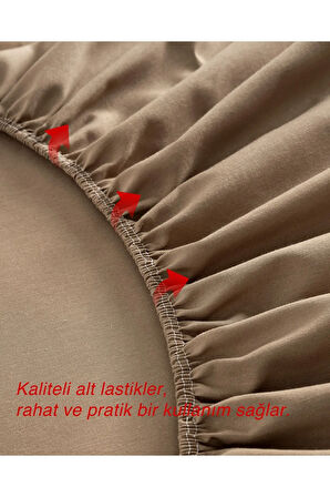 Kahverengi Lastikli Çift Kişilik Çarşaf Takımı (PAMUKLU NEVRESİM KUMAŞI, YASTIK KILIFLI) 7 Farklı Ebat