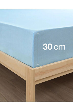 Mavi Renkli %100 Pamuklu Penye Kumaşından Çift Kişilik Lastikli Çarşaf (7 FARKLI EBAT)