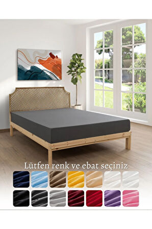 Antrasit Renkli %100 Pamuklu Penye Kumaşından Çift Kişilik Lastikli Çarşaf (7 FARKLI EBAT)