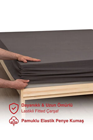 Antrasit Renkli %100 Pamuklu Penye Kumaşından Çift Kişilik Lastikli Çarşaf (7 FARKLI EBAT)