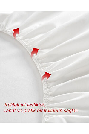 Beyaz Renkli %100 Pamuklu Penye Kumaşından Çift Kişilik Lastikli Çarşaf (7 FARKLI EBAT)