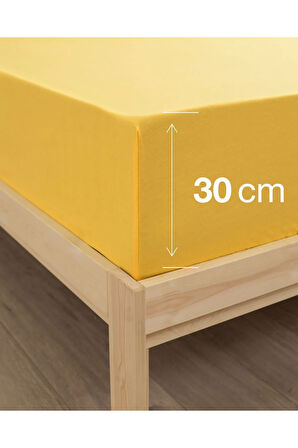 Sarı Renkli %100 Pamuklu Penye Kumaşından Çift Kişilik Lastikli Çarşaf (7 Farklı Ebat)