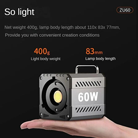 60W COB Dim Video Işığı 2700-6500K Fotoğraf Stüdyosu Film Kamera için LED Işık Canlı Film Çekimi