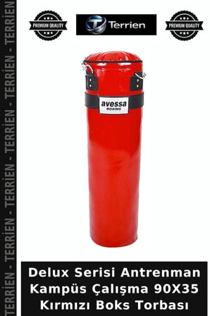 Delux Serisi Antrenman Kampüs Çalışma 90X35 Kırmızı Boks Torbası