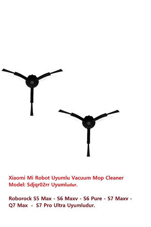 Roborock S5 max - S6 maxv - S7 maxv - S7 Ultra - Q7 max Uyumlu Mirobot vacuum SDJQR02RR Yan fırça