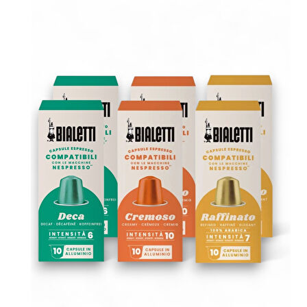 Bialetti Nespresso Uyumlu Kapsül Kahve Decaffeinato Cremoso Raffinato 60 Adet