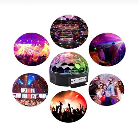 Uzaktan Kumandalı Müzikli Dönerli Disko Topu Bluetooth Sese Duyarlı