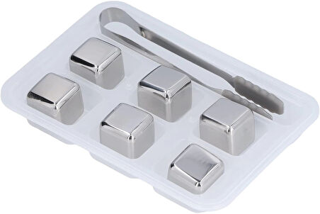 6'lı Çelik Metal Kaplama Viski Taşı Soğutma Buz Küpü