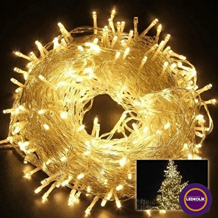 CEYLAN ADAM Yılbaşı Aydınlatması 100 Led Perde Hortum Sıcak Beyaz Işık - 10 Metre Dekoratif Şeffaf Kablolu Süs