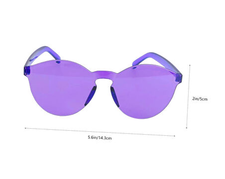 CEYLAN ADAM Sert Mika Oval Şekilli Çerçevesiz Mor Gözlük Retro Parti 5x14 Cm