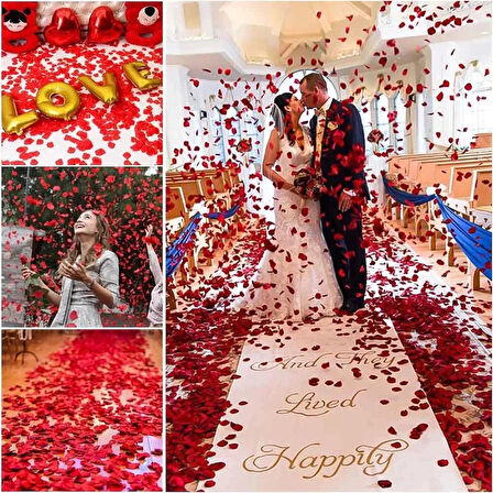 CEYLAN ADAM Kırmızı Renk Gül Yaprağı Şekilli Konfeti – 10 Paket 1000 Adet