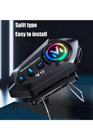 CEYLAN ADAM Y12  Motor Kask Kulaklık Rgb Modlu Radyolu Motosiklet Kulaklık 5.3 Bluetooth Intercom