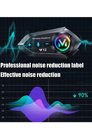 CEYLAN ADAM Y12  Motor Kask Kulaklık Rgb Modlu Radyolu Motosiklet Kulaklık 5.3 Bluetooth Intercom