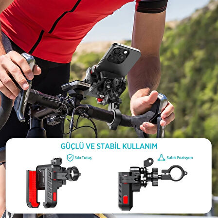 CEYLAN ADAM Gidon Bağlantılı 360° Derece Ayarlanabilir 3.5”-7.2” Uyumlu Motosiklet Bisiklet Telefon Tutucu