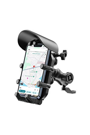 CEYLAN ADAM Ayna Bağlantılı Güneş Ve Yağmur Korumalı 360° Derece Ayarlanabilir Motosiklet Telefon Tutucu