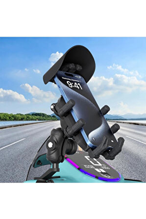 CEYLAN ADAM Ayna Bağlantılı Güneş Ve Yağmur Korumalı 360° Derece Ayarlanabilir Motosiklet Telefon Tutucu
