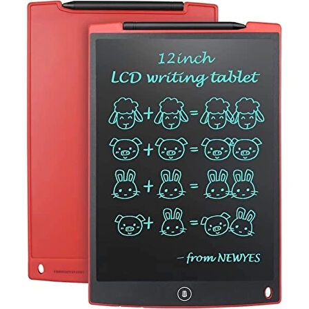 CEYLAN ADAM T12 Kırmızı Writing Tablet Lcd 12 Inç Dijital Kalemli Çizim Yazı Tahtası
