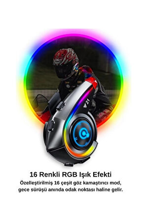 CEYLAN ADAM Y21 Rgb Işık Efektli Intercom Bluetooth Motosiklet Kask Kulaklığı Intercom Kulaklık