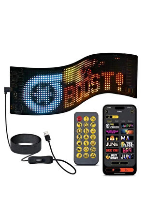 CEYLAN ADAM Led Ekran Matrix Panel Cama Yapışan En Büyük Boy 16x96 Led Sayısı Araba Yazısı 12cm-59.5cm