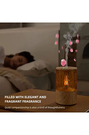 Mum Işığı Görünümlü Taşınabilir 125ml Kapasiteli Işıklı Aroma Yayıcı Hava Nemlendirici