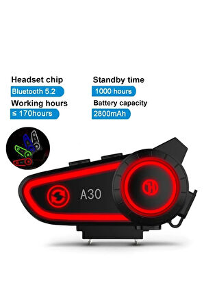CEYLAN ADAM A30 Motosiklet Kask Kulaklık Intercom Işıklı 2 Eşleşme Özellikli