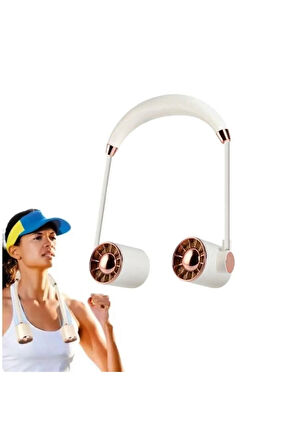 Boyunluk Fan Hava Soğutucu Vantilatör Boyuna Asmalı Şarjlı 3 Kademeli Mini Klima Beyaz