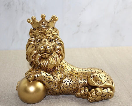 CEYLAN ADAM Polyester Dekoratif Taçlı Aslan Figürü Alk2575