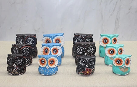 Ahşap 3'lü Baykuş Seti 3sutama-10