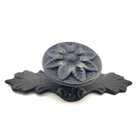 Antika Tarz Dekoratif Pirinç Çiçek Düğme - 29x70 Mm, Oksit