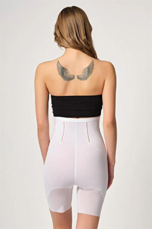 Beyaz 2928 Ön Agraflı Tül Paçalı Lazer Korse
