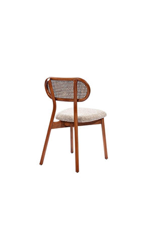 Orpheus Krem Teddy Hazeranlı Ceviz Ahşap Sandalye (1 ADET)