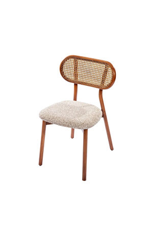 Orpheus Krem Teddy Hazeranlı Ceviz Ahşap Sandalye (1 ADET)
