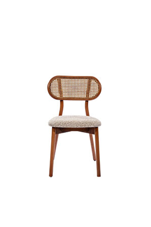 Orpheus Krem Teddy Hazeranlı Ceviz Ahşap Sandalye (1 ADET)