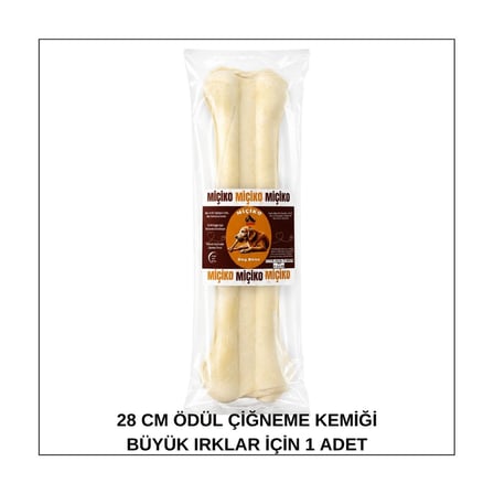 28 Cm Büyük Irklar İçin Beyaz Press Çiğneme Kemiği 1 Adet 