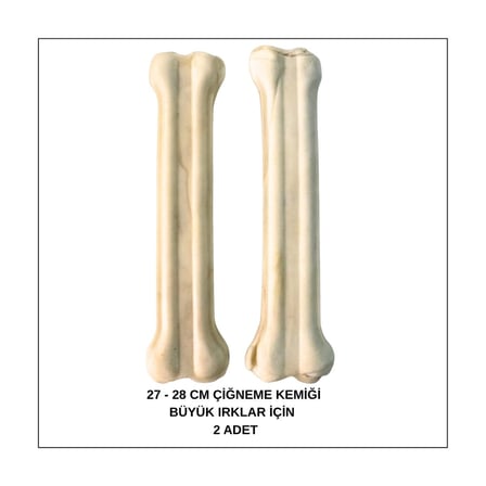 Büyük Irklar İçin Yenilebilir 27-28 Cm Jumbo Beyaz Press Çiğneme Kemiği 2 Adet 