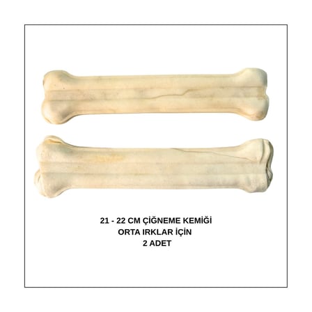Orta Irklar İçin Yenilebilir 21-22 Cm Beyaz Press Çiğneme Kemiği 2 Adet 