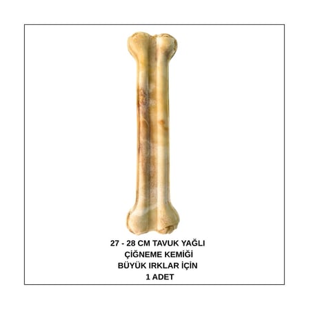 Büyük Irklar İçin Yenilebilir Tavuk Yağlı 27-28 Cm XXL Dev Çiğneme Kemiği 1 Adet
