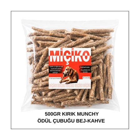 Köpekler İçin Kırık Munchy Ödül Çubuğu 500Gr Bej-Kahve