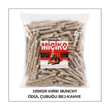Köpekler İçin Kırık Munchy Ödül Çubuğu 1000Gr Bej-Kahve