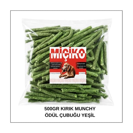Köpekler İçin Kırık Munchy Ödül Çubuğu 500Gr Yeşil