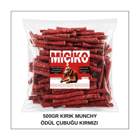 Köpekler İçin Kırık Munchy Ödül Çubuğu 500Gr Kırmızı