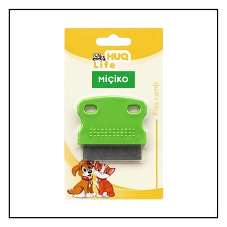 Huq Life Kedi ve Köpekler İçin Bit/Pire Tarağı (Kısa Form) Yeşil