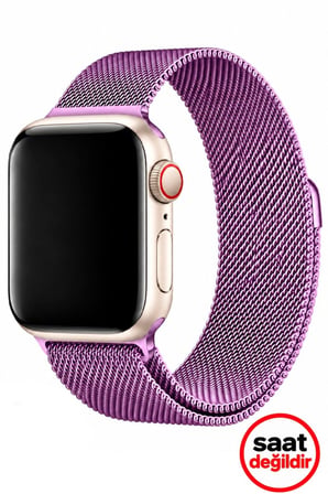 Apple Watch 12-11-10 42mm 6 7 8 9 10 Se Uyumlu 38-40-41mm Paslanmaz Metal Hasır Mıknatıslı Kayış Kordon