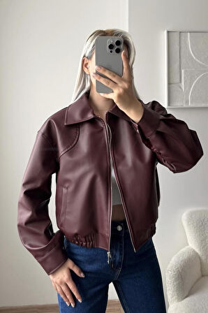 Prifaldi Milano Oversize Bomber Deri Ceket Bordo