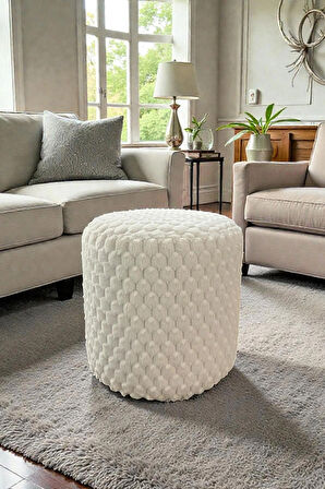 Silindir Puf - Mılano Yumuşak Rabbit Kumaş (Tavşan Tüyü) Modern Konforlu Dekoratif Puf&bench