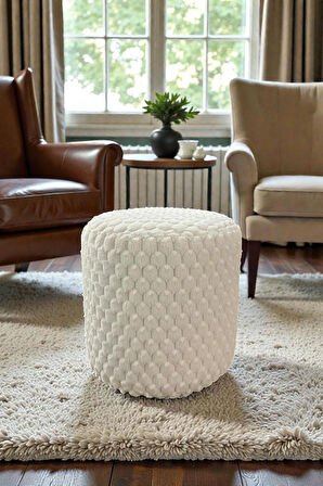 Silindir Puf - Mılano Yumuşak Rabbit Kumaş (Tavşan Tüyü) Modern Konforlu Dekoratif Puf&bench