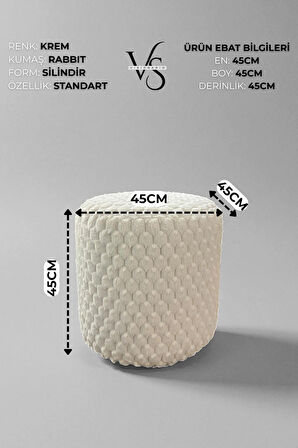 Silindir Puf - Mılano Yumuşak Rabbit Kumaş (Tavşan Tüyü) Modern Konforlu Dekoratif Puf&bench