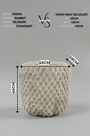 Silindir Puf - Mılano Yumuşak Rabbit Kumaş (Tavşan Tüyü) Modern Konforlu Dekoratif Puf&bench
